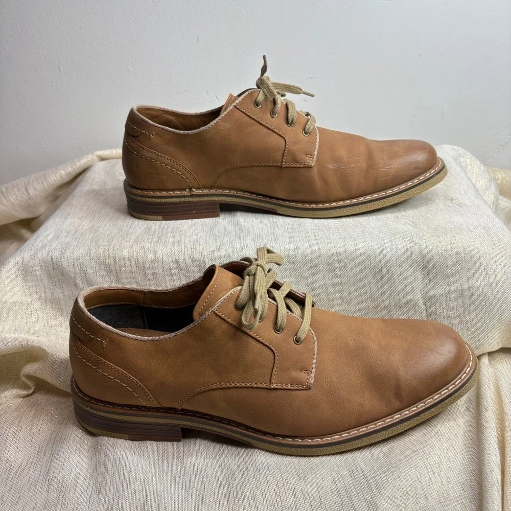 Dockers Mens Tan Leather Oxford Dress Shoes Lace Up Size 12M